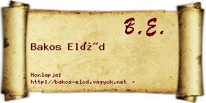 Bakos Előd névjegykártya